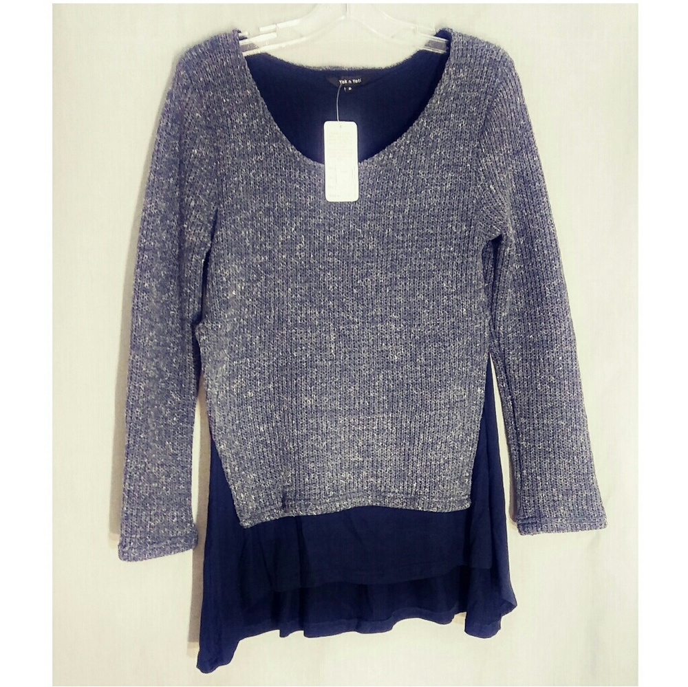 NWT Yak & Yeti Gray & Black Tunic Sweater Size S